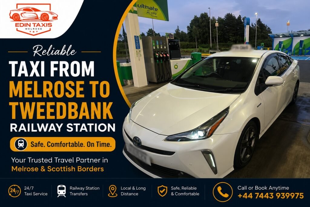 Taxi from Melrose to Tweedbank Railway Station
